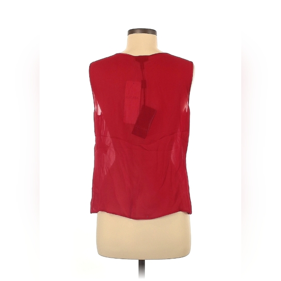 $750 NWT Escada Women Sleeveless Solid 100% Silk Tank Top Sheer Red Size 40 - Picture 2 of 10